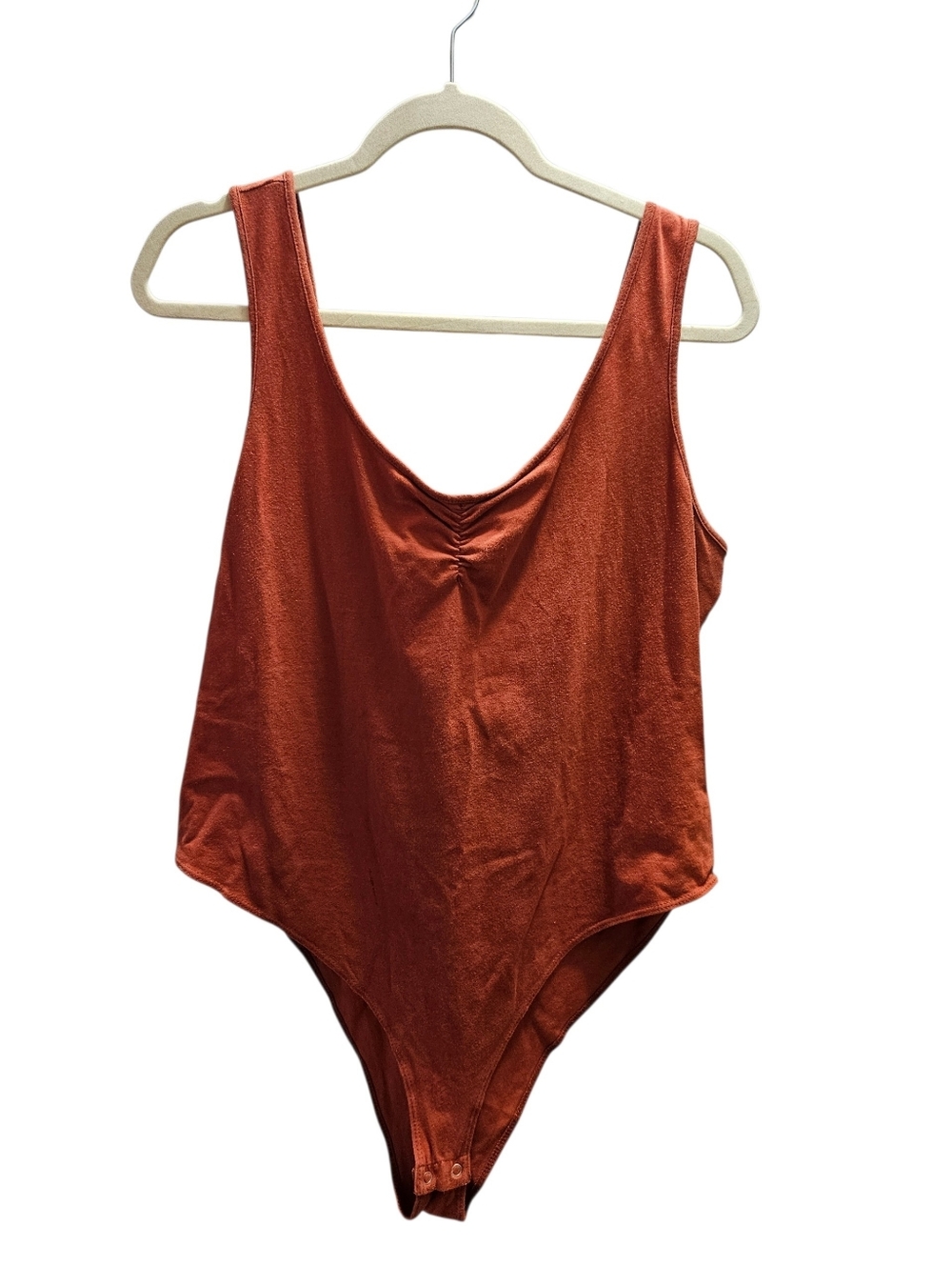 Forever 21 Plus Rust Orange Scoop  Neck Bodysuit Cotton Blend Low Back